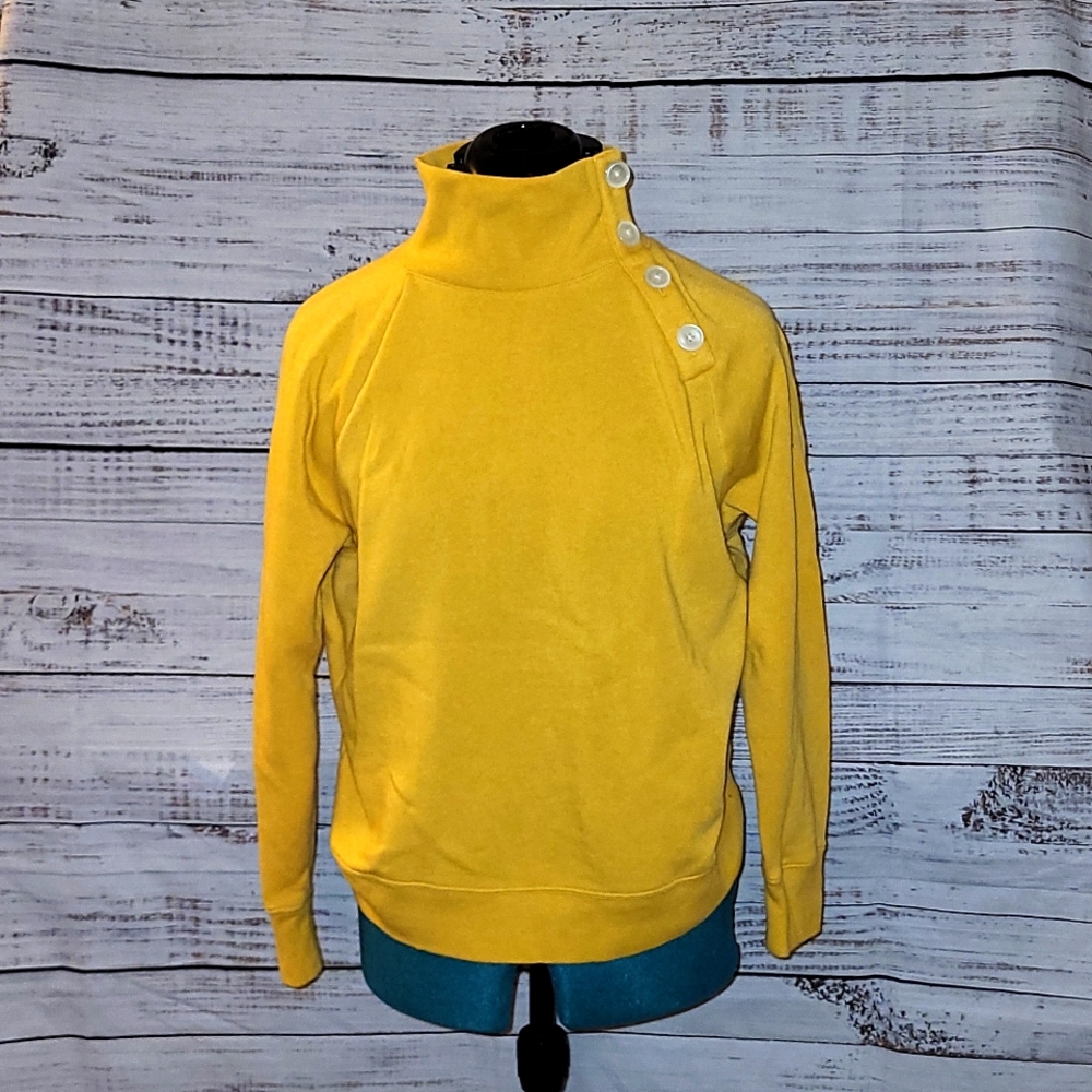 Yellow cowl button sweater